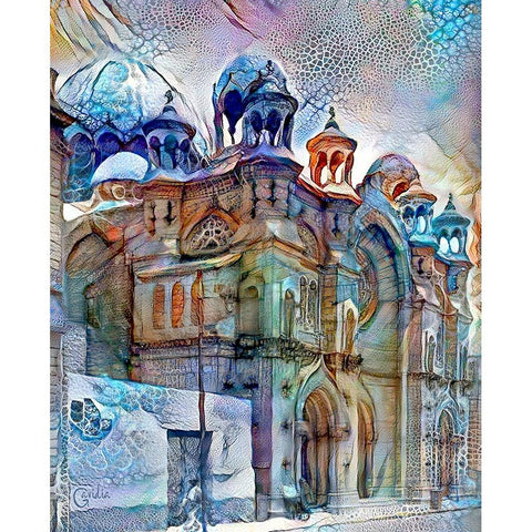 Mexico City Church of the Josefinos Black Modern Wood Framed Art Print with Double Matting by Gavidia, Pedro