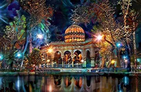 Mexico City Kiosk in the Alameda de Santa MariÌa la Ribera Ver2 Black Ornate Wood Framed Art Print with Double Matting by Gavidia, Pedro