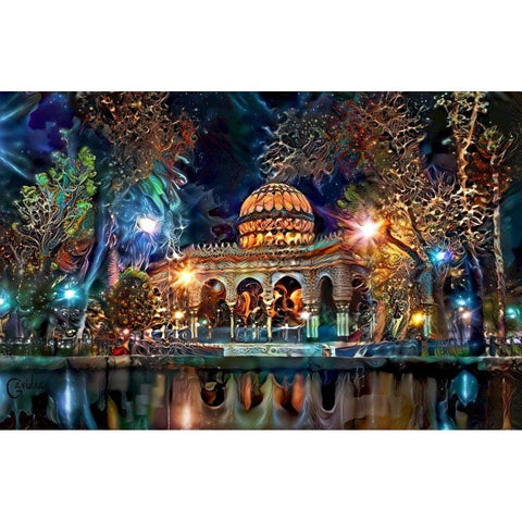 Mexico City Kiosk in the Alameda de Santa MariÌa la Ribera Ver2 Black Modern Wood Framed Art Print by Gavidia, Pedro