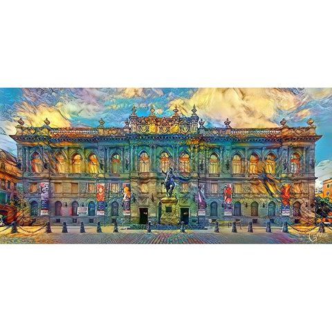 Mexico City National Museum of Art Gold Ornate Wood Framed Art Print with Double Matting by Gavidia, Pedro