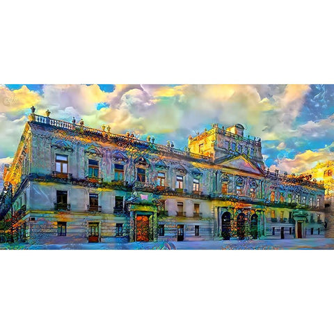 Mexico City Palace of Mines White Modern Wood Framed Art Print by Gavidia, Pedro