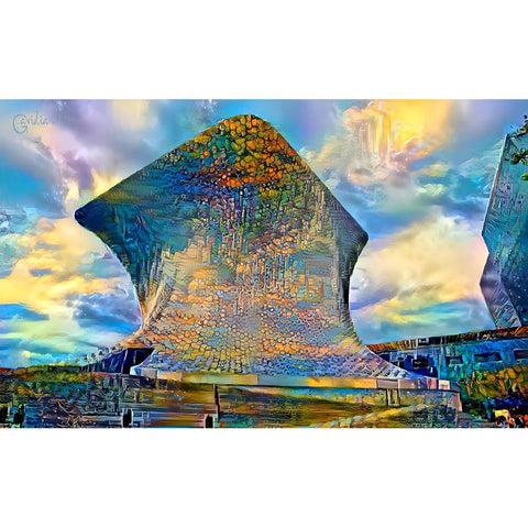 Mexico City Soumaya Museum Black Modern Wood Framed Art Print with Double Matting by Gavidia, Pedro