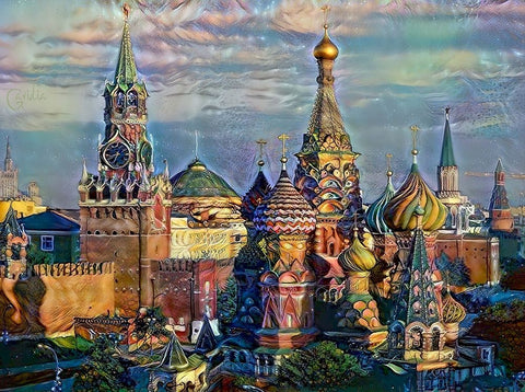 Moscow Russia domes and peaks Black Ornate Wood Framed Art Print with Double Matting by Gavidia, Pedro