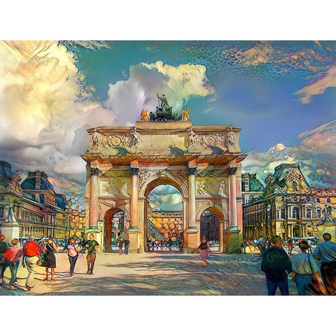 Paris France Arch of Carrousel Gold Ornate Wood Framed Art Print with Double Matting by Gavidia, Pedro