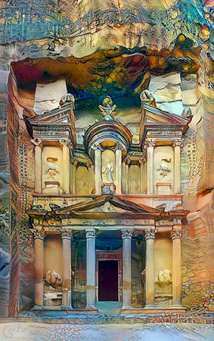 Petra Jordan Black Ornate Wood Framed Art Print with Double Matting by Gavidia, Pedro