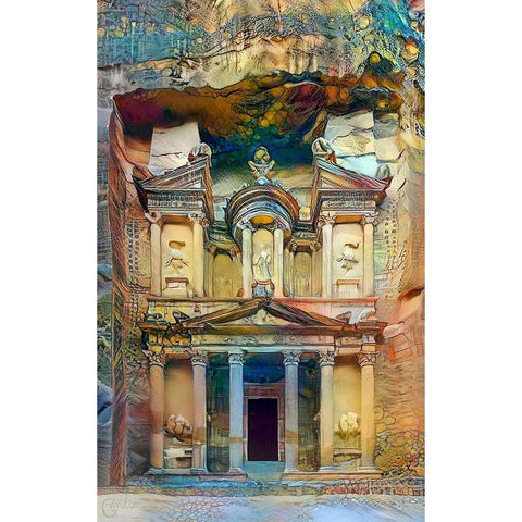 Petra Jordan Black Modern Wood Framed Art Print by Gavidia, Pedro