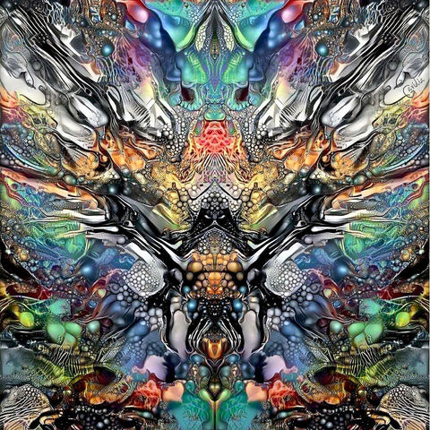 Poseidon Black Modern Wood Framed Art Print with Double Matting by Gavidia, Pedro