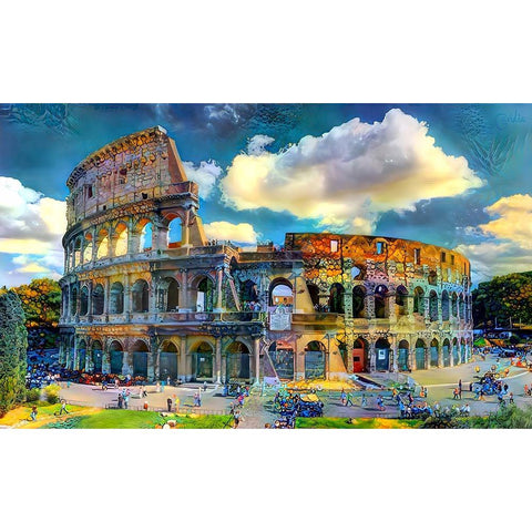 Rome Italy Colosseum Ver1 Black Modern Wood Framed Art Print with Double Matting by Gavidia, Pedro