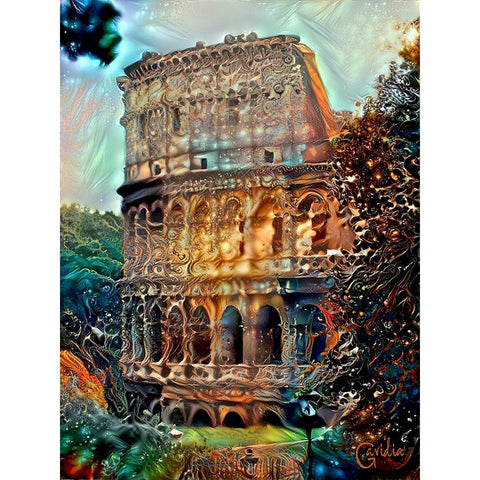 Rome Italy Colosseum White Modern Wood Framed Art Print by Gavidia, Pedro