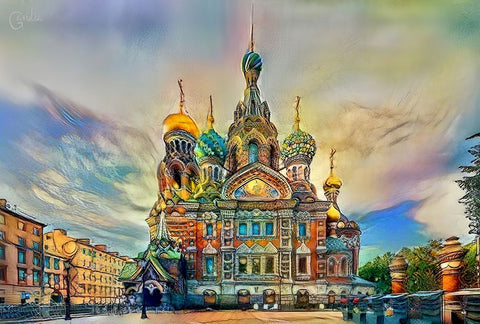 Saint Petersburg Russia Church of the Savior on Spilled Blood Ver2 Black Ornate Wood Framed Art Print with Double Matting by Gavidia, Pedro