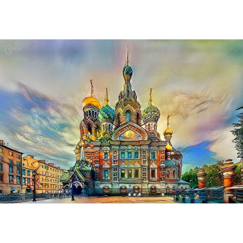 Saint Petersburg Russia Church of the Savior on Spilled Blood Ver2 Black Modern Wood Framed Art Print with Double Matting by Gavidia, Pedro