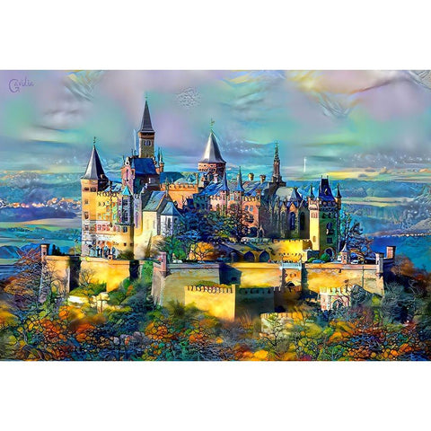 Stuttgart Germany Hohenzollern Castle Black Modern Wood Framed Art Print with Double Matting by Gavidia, Pedro