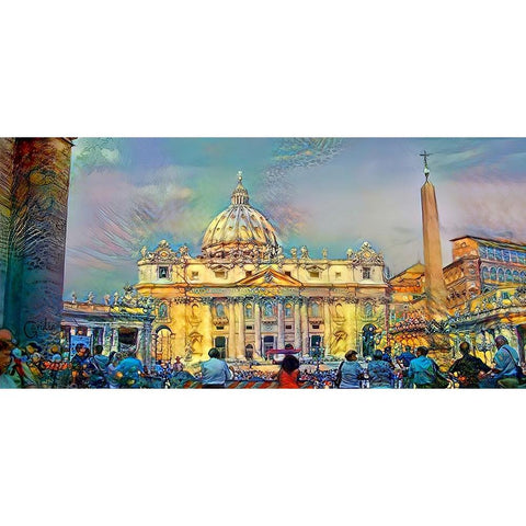 Vatican City Saint Peter Basilica White Modern Wood Framed Art Print by Gavidia, Pedro