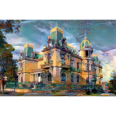 Chihuahua Mexico Quinta Gameros Gold Ornate Wood Framed Art Print with Double Matting by Gavidia, Pedro