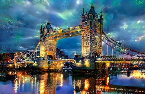 England London Bridge Black Ornate Wood Framed Art Print with Double Matting by Gavidia, Pedro