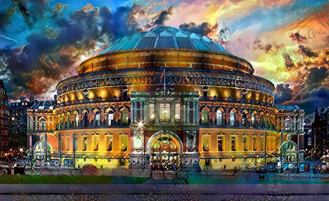 London England Royal Albert Hall White Modern Wood Framed Art Print with Double Matting by Gavidia, Pedro