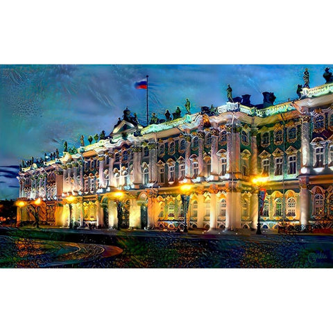 Saint Petersburg Russia Hermitage Museum White Modern Wood Framed Art Print by Gavidia, Pedro