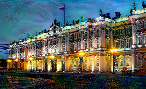 Saint Petersburg Russia Hermitage Museum White Modern Wood Framed Art Print with Double Matting by Gavidia, Pedro