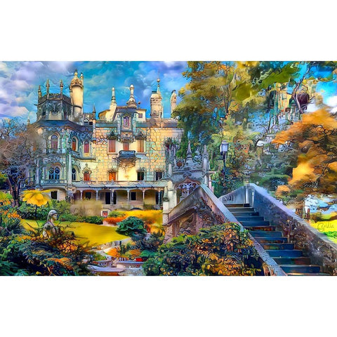 Sintra Portugal Quinta de Regaleira Gold Ornate Wood Framed Art Print with Double Matting by Gavidia, Pedro