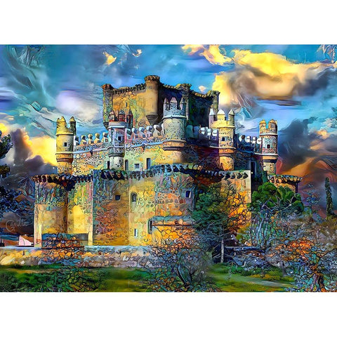 Toledo Spain Guadamur Castle Gold Ornate Wood Framed Art Print with Double Matting by Gavidia, Pedro