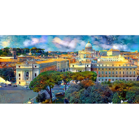 Vaticano San Pedro from San Angelo Gold Ornate Wood Framed Art Print with Double Matting by Gavidia, Pedro