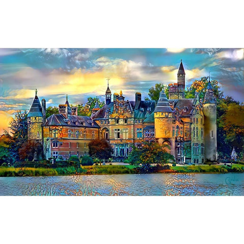 Antwerp Belgium Bornhem Castle White Modern Wood Framed Art Print by Gavidia, Pedro