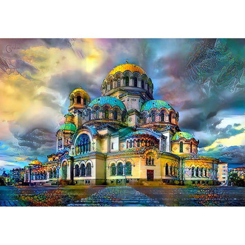 Bulgaria Sofia Alexander Nevsky Cathedral Gold Ornate Wood Framed Art Print with Double Matting by Gavidia, Pedro