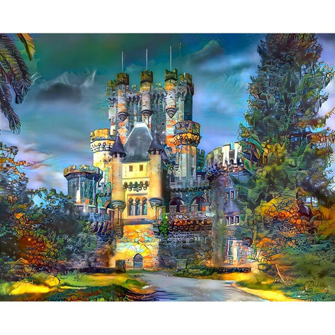 Gatica Spain Butron Castle Gold Ornate Wood Framed Art Print with Double Matting by Gavidia, Pedro