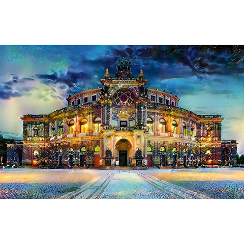 Germany Dresden Semperoper Opera House White Modern Wood Framed Art Print by Gavidia, Pedro