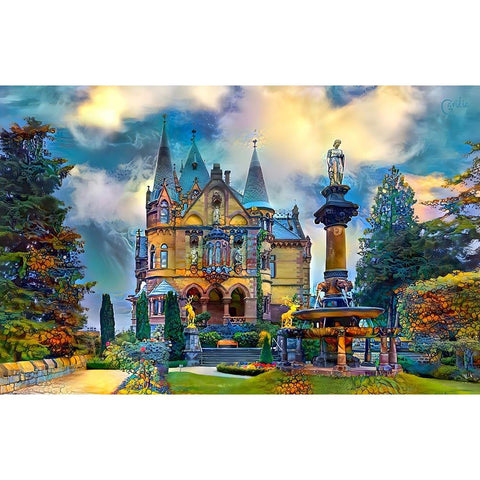 Germany Konigswinter Schloss Drachenburg Castle Gold Ornate Wood Framed Art Print with Double Matting by Gavidia, Pedro