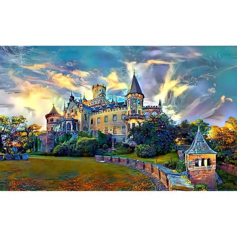 Germany Lower Saxony Marienburg Castle Black Modern Wood Framed Art Print with Double Matting by Gavidia, Pedro