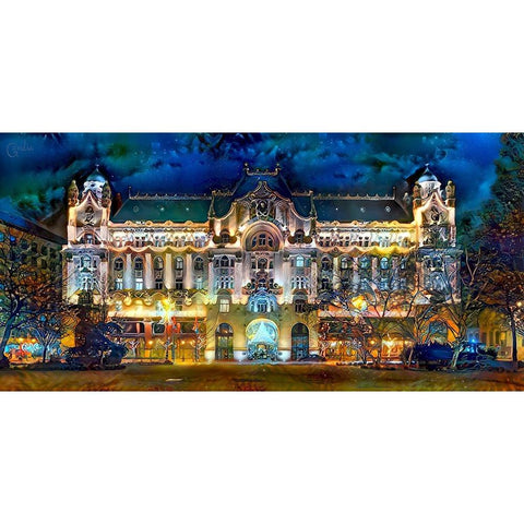 Hungary Budapest Gresham Palace Black Modern Wood Framed Art Print with Double Matting by Gavidia, Pedro