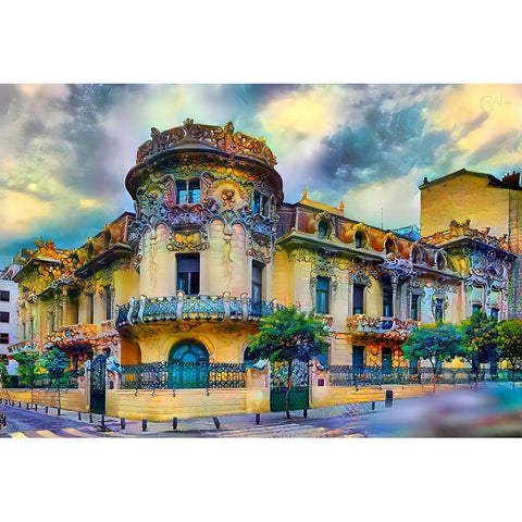 Madrid Spain Longoria Palace Gold Ornate Wood Framed Art Print with Double Matting by Gavidia, Pedro