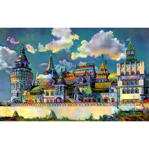 Moscow Russia Izmailovsky Market Black Modern Wood Framed Art Print with Double Matting by Gavidia, Pedro