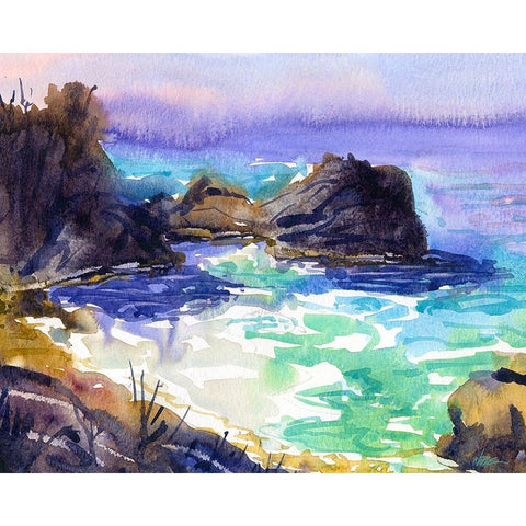 Beach Cove White Modern Wood Framed Art Print by Randy Noble Fine Art