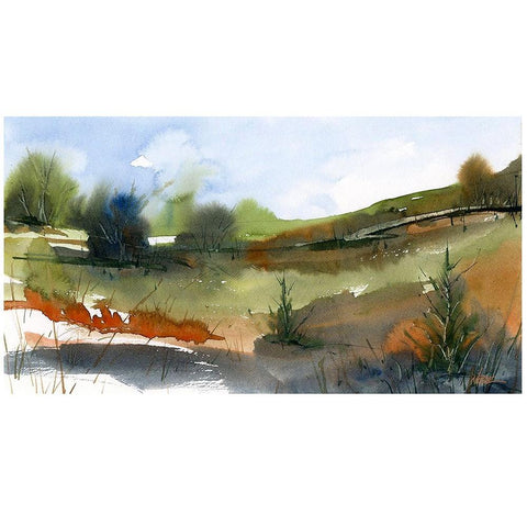 Green Valley Black Modern Wood Framed Art Print with Double Matting by Randy Noble Fine Art