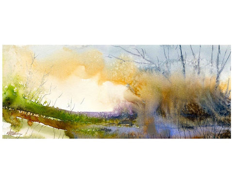 Morning Fog White Modern Wood Framed Art Print with Double Matting by Randy Noble Fine Art