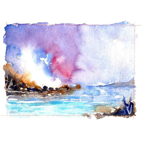 Rock Beach White Modern Wood Framed Art Print by Randy Noble Fine Art