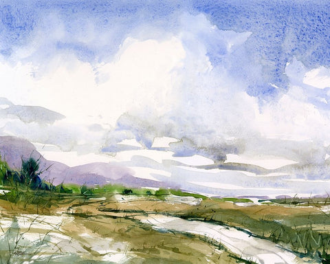 Sand Path White Modern Wood Framed Art Print with Double Matting by Randy Noble Fine Art