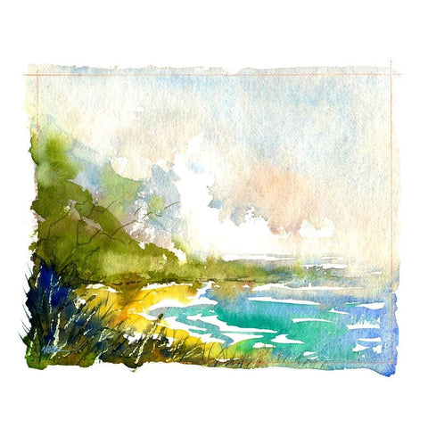 Secret Beach White Modern Wood Framed Art Print by Randy Noble Fine Art