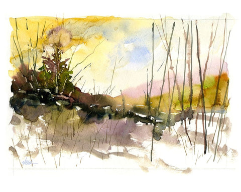 Winter Glow Black Ornate Wood Framed Art Print with Double Matting by Randy Noble Fine Art