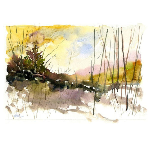 Winter Glow Gold Ornate Wood Framed Art Print with Double Matting by Randy Noble Fine Art