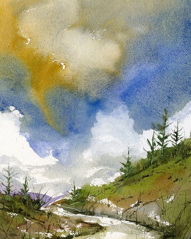 Yellow Sky Black Ornate Wood Framed Art Print with Double Matting by Randy Noble Fine Art