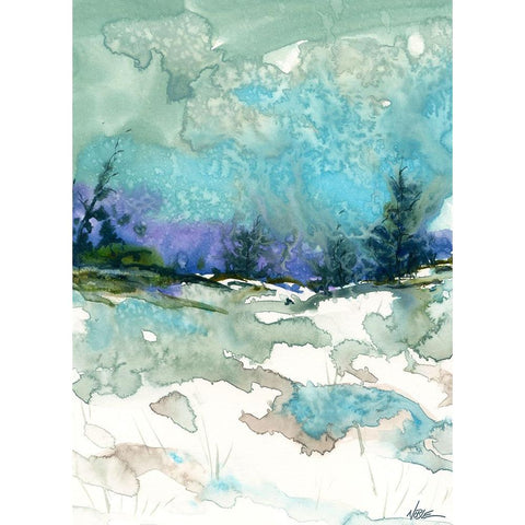 Snow Fields Black Modern Wood Framed Art Print by Randy Noble Fine Art