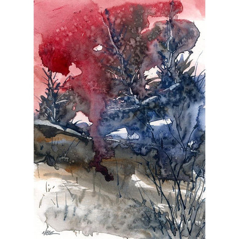 Storm Of Red White Modern Wood Framed Art Print by Randy Noble Fine Art