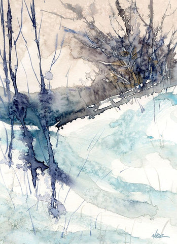 Winter Trail White Modern Wood Framed Art Print with Double Matting by Randy Noble Fine Art