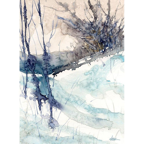 Winter Trail Black Modern Wood Framed Art Print by Randy Noble Fine Art