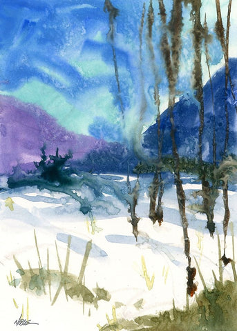 Winters Last Days White Modern Wood Framed Art Print with Double Matting by Randy Noble Fine Art