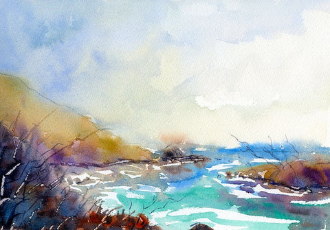 Found Beach White Modern Wood Framed Art Print with Double Matting by Randy Noble Fine Art