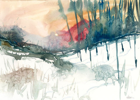 Ski Country Black Ornate Wood Framed Art Print with Double Matting by Randy Noble Fine Art